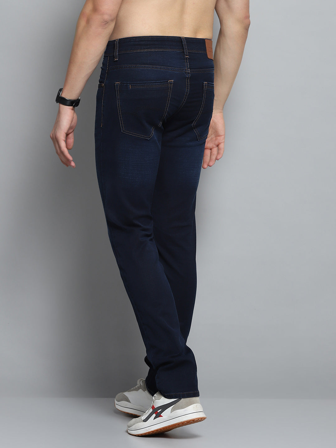 Men Blue Solid Narrow Fit Denim