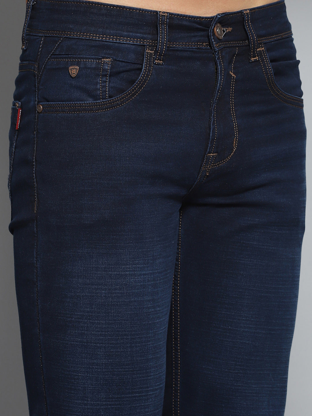 Men Blue Solid Narrow Fit Denim