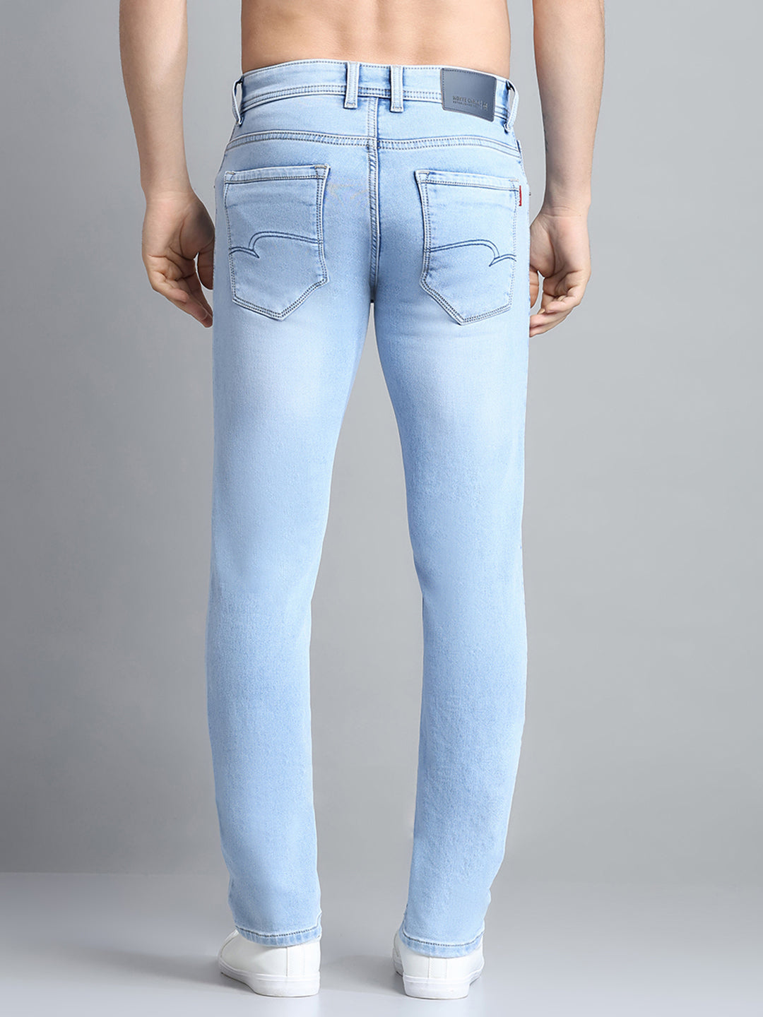 Men Blue Solid Narrow Fit Denim