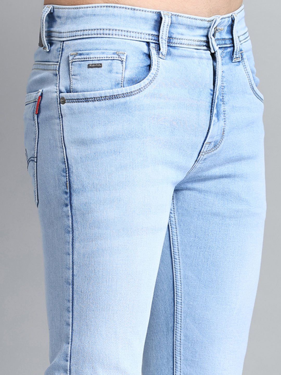 Men Blue Solid Narrow Fit Denim