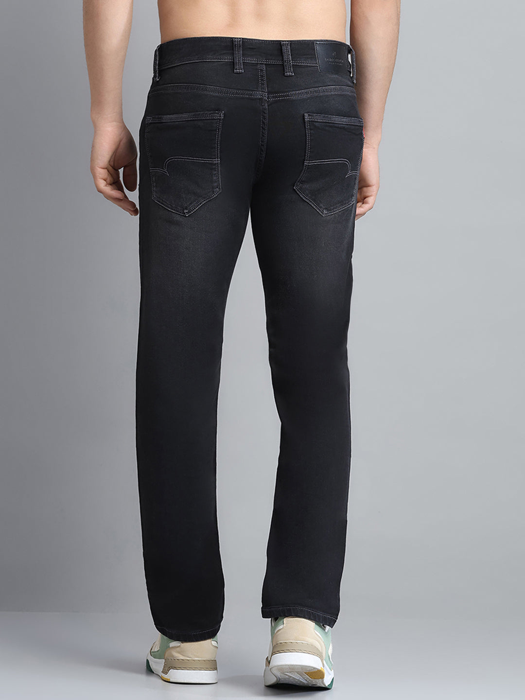 Men Grey Solid Narrow Fit Denim