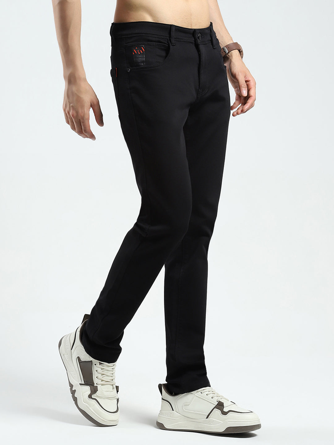 Men Black Solid Skinny Fit Denim