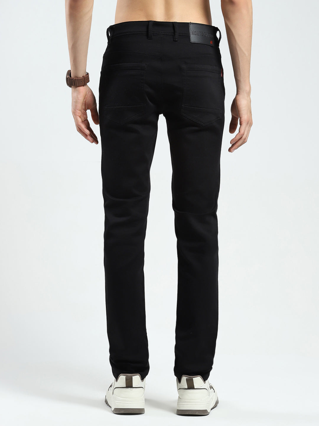 Men Black Solid Skinny Fit Denim