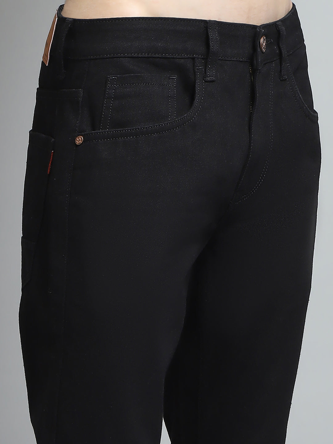 Men Black Solid Narrow Fit Denim