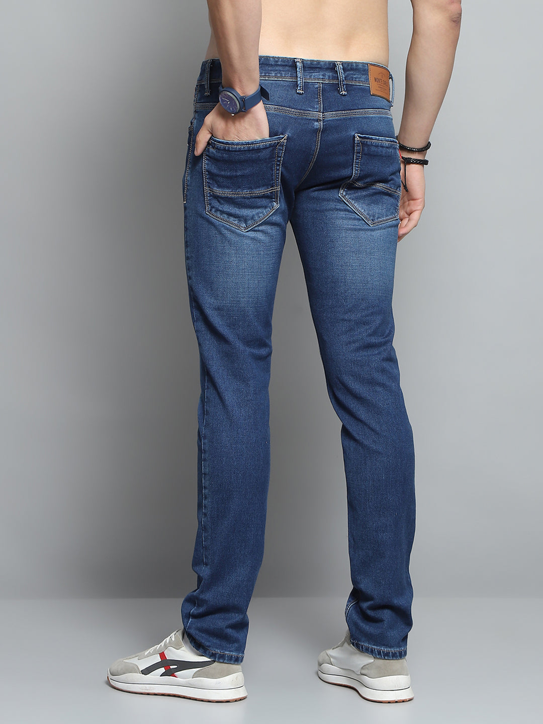 Men Blue Solid Skinny Fit Denim