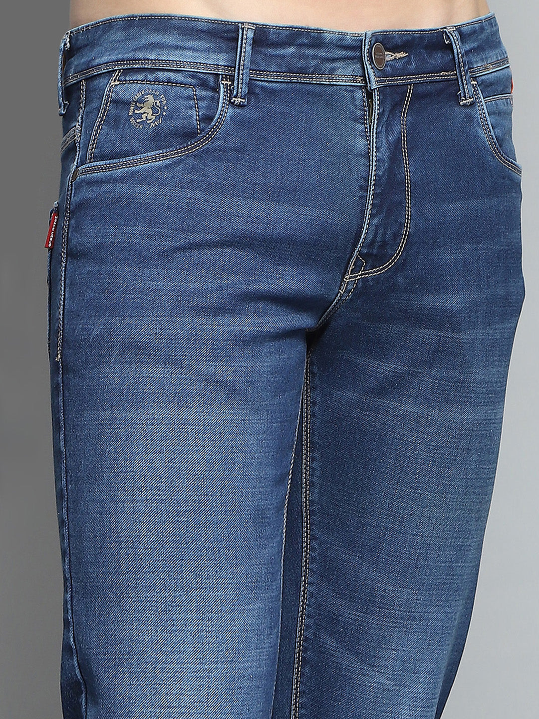 Men Blue Solid Skinny Fit Denim