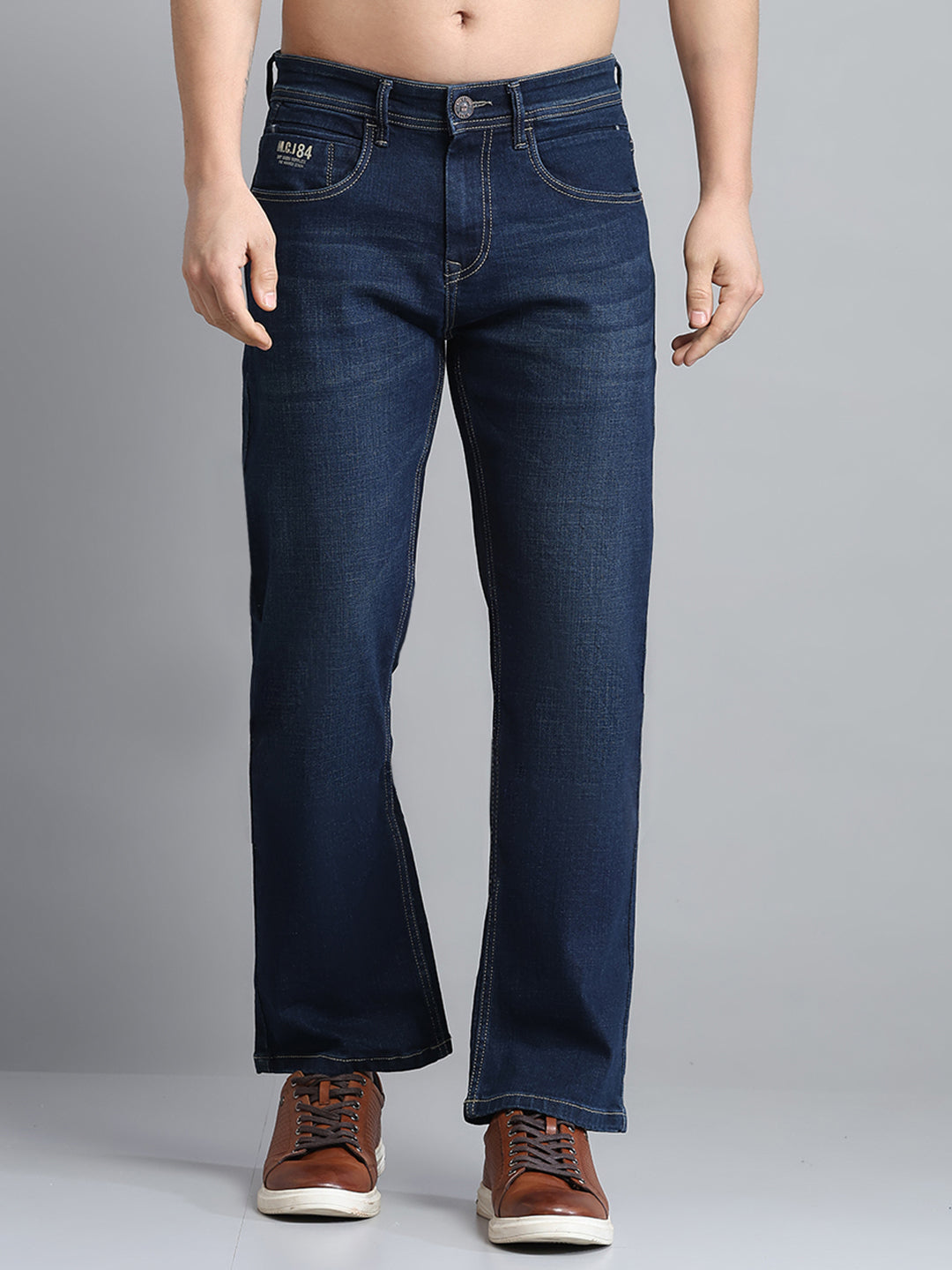 Men Blue Solid Bootcut Denim