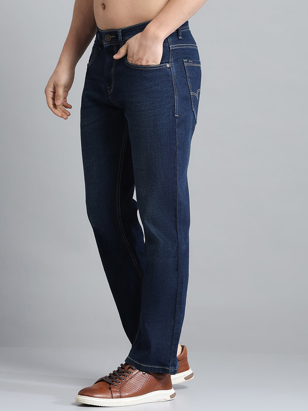 Men Blue Solid Bootcut Denim
