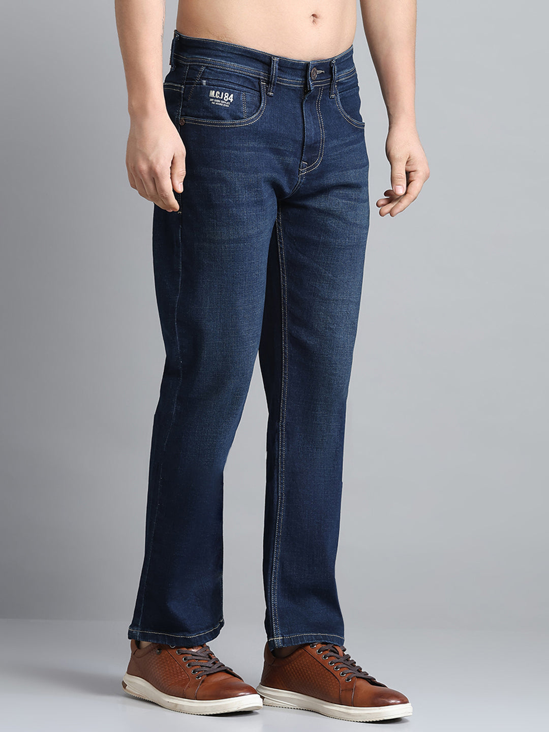 Men Blue Solid Bootcut Denim