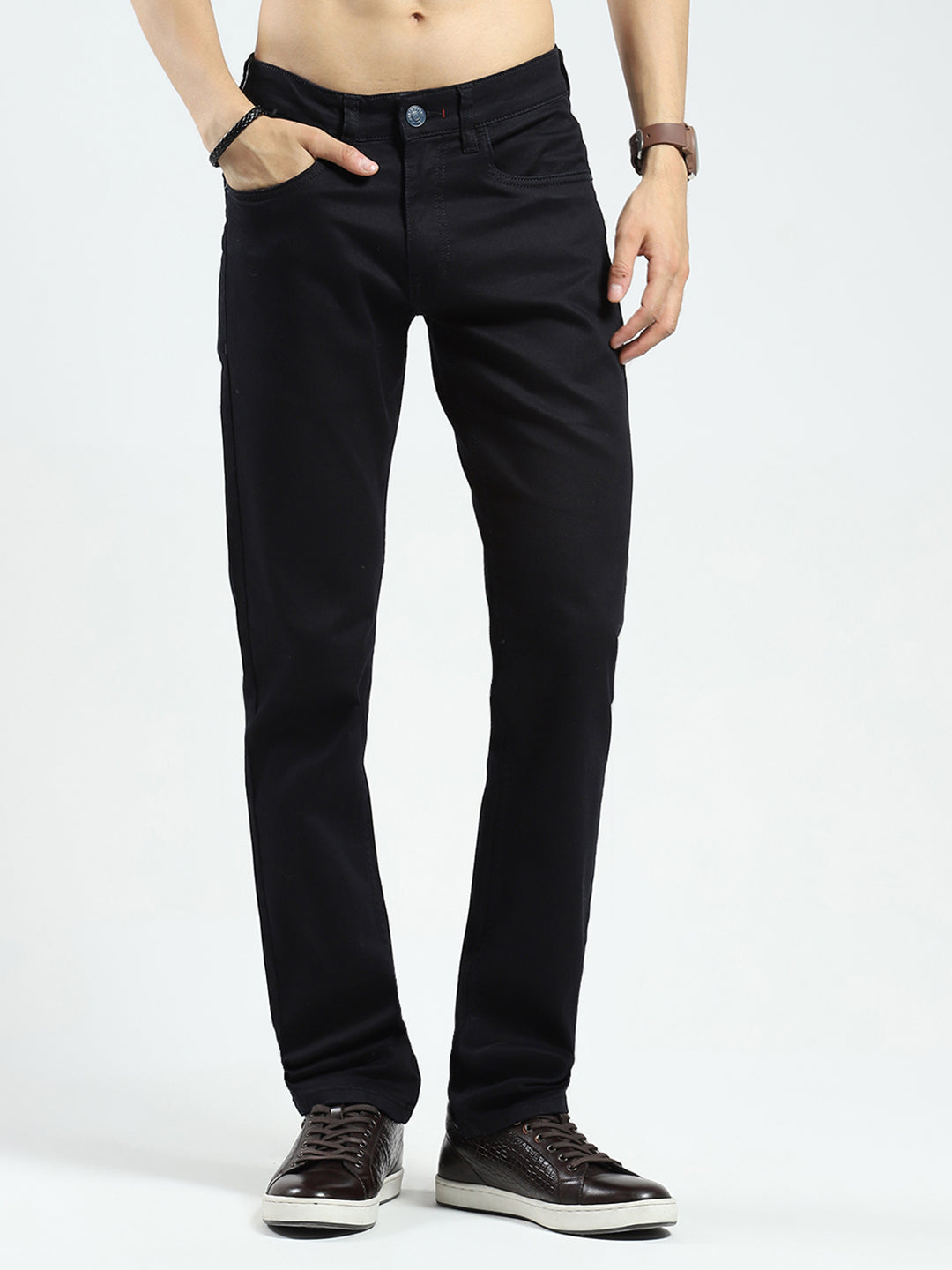 Men Black Solid Skinny Fit Denim