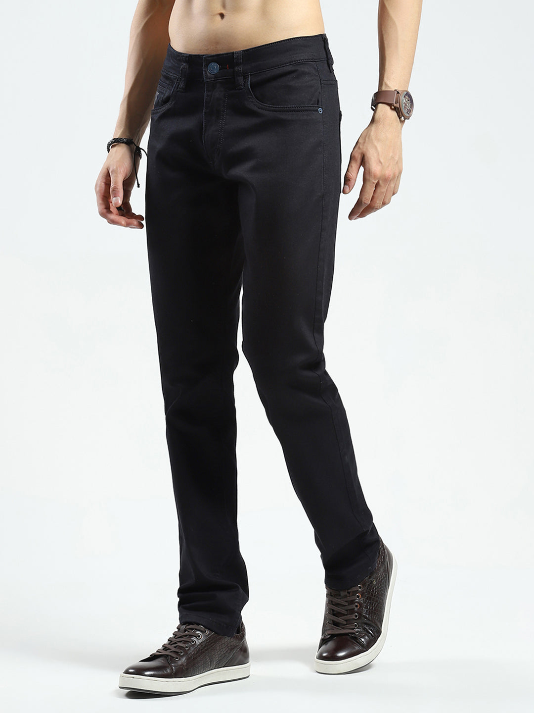 Men Black Solid Skinny Fit Denim