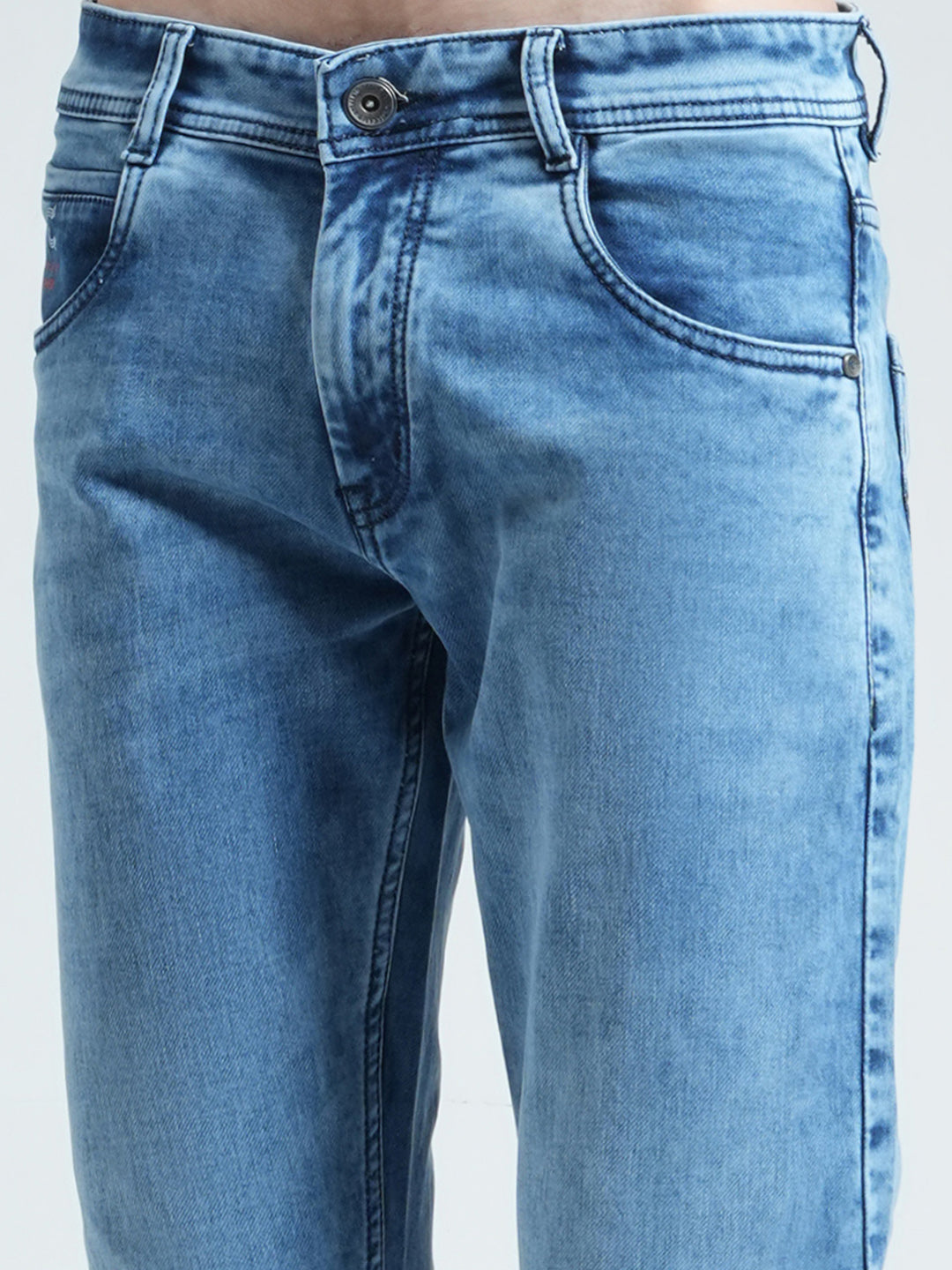 Men Blue Solid Ankle Length Denim