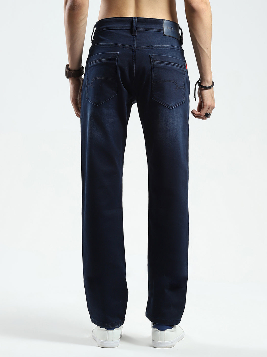 Men Blue Solid Narrow Fit Denim