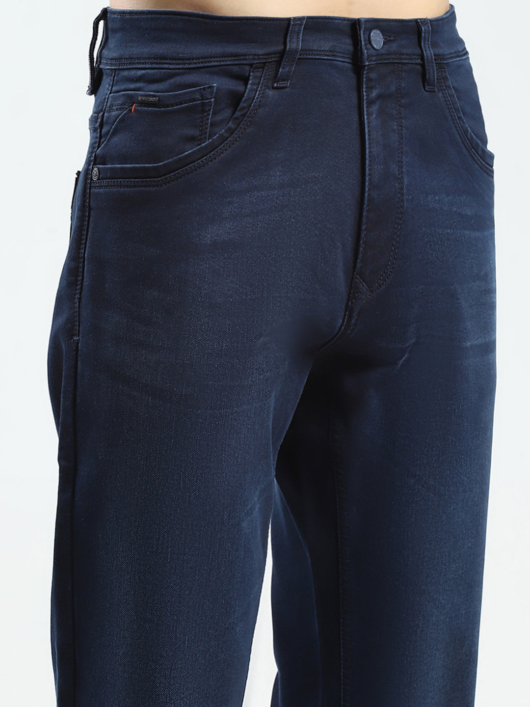 Men Blue Solid Narrow Fit Denim