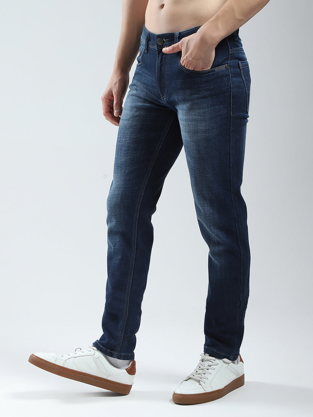 Men Blue Light Wash Skinny Fit Denim