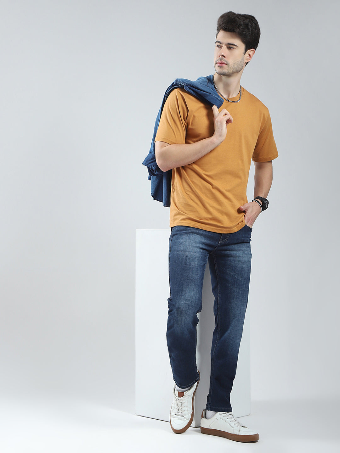 Men Blue Light Wash Skinny Fit Denim