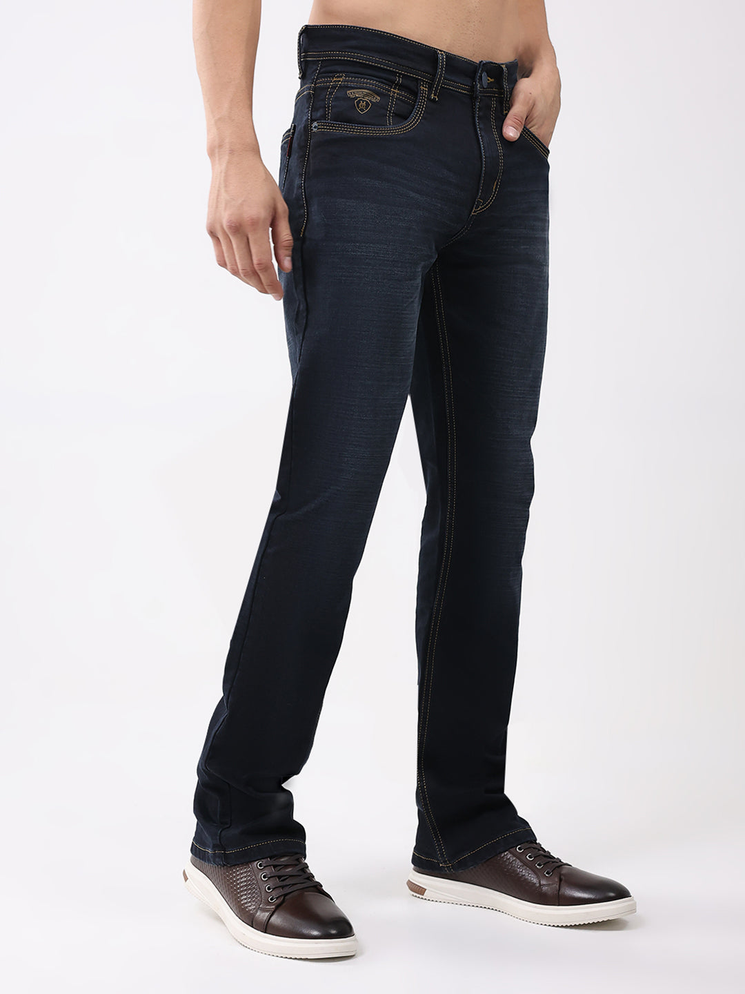 Men Blue Solid Bootcut Denim
