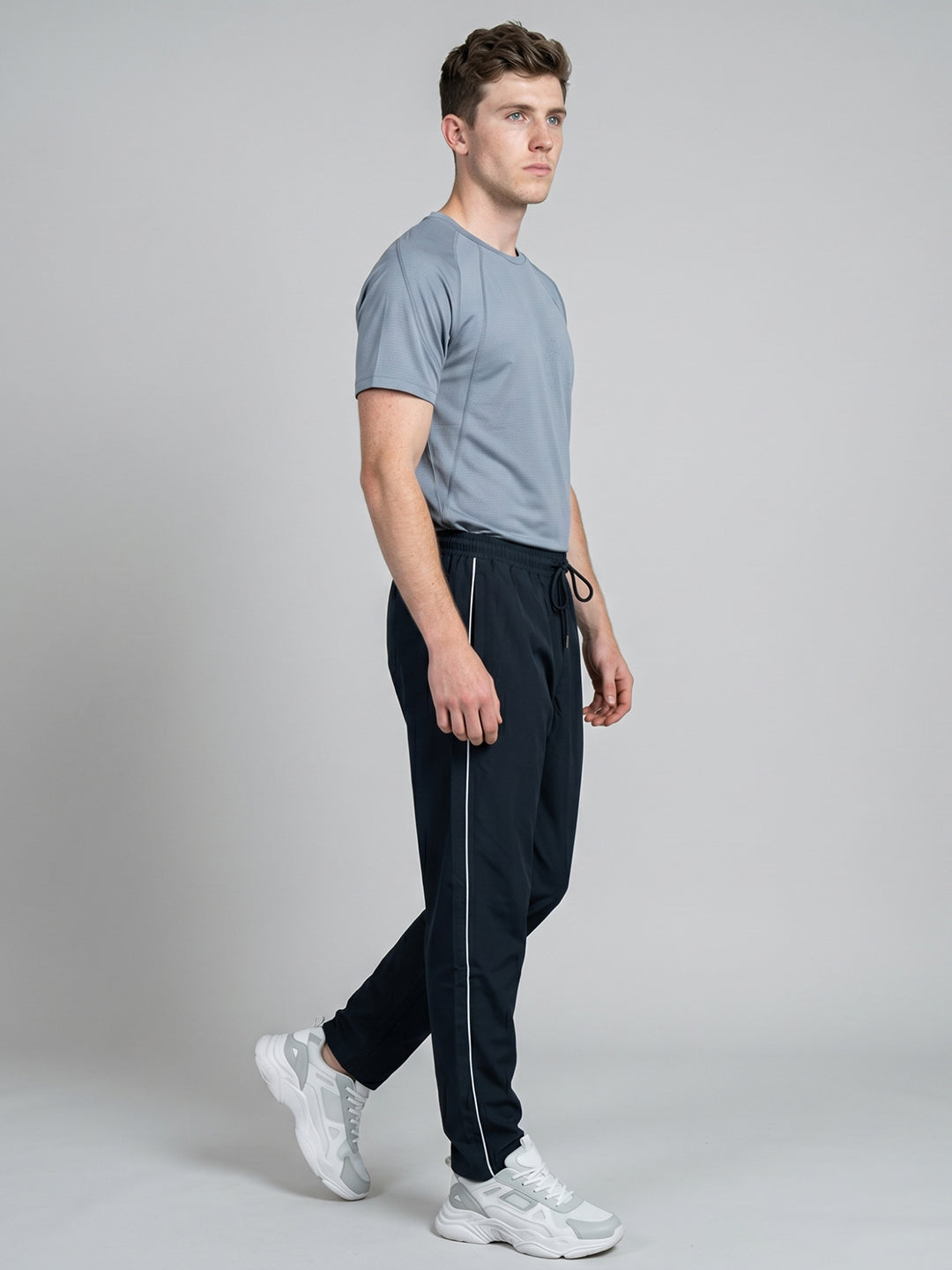 Men Navy Blue Solid Regular Fit Lower