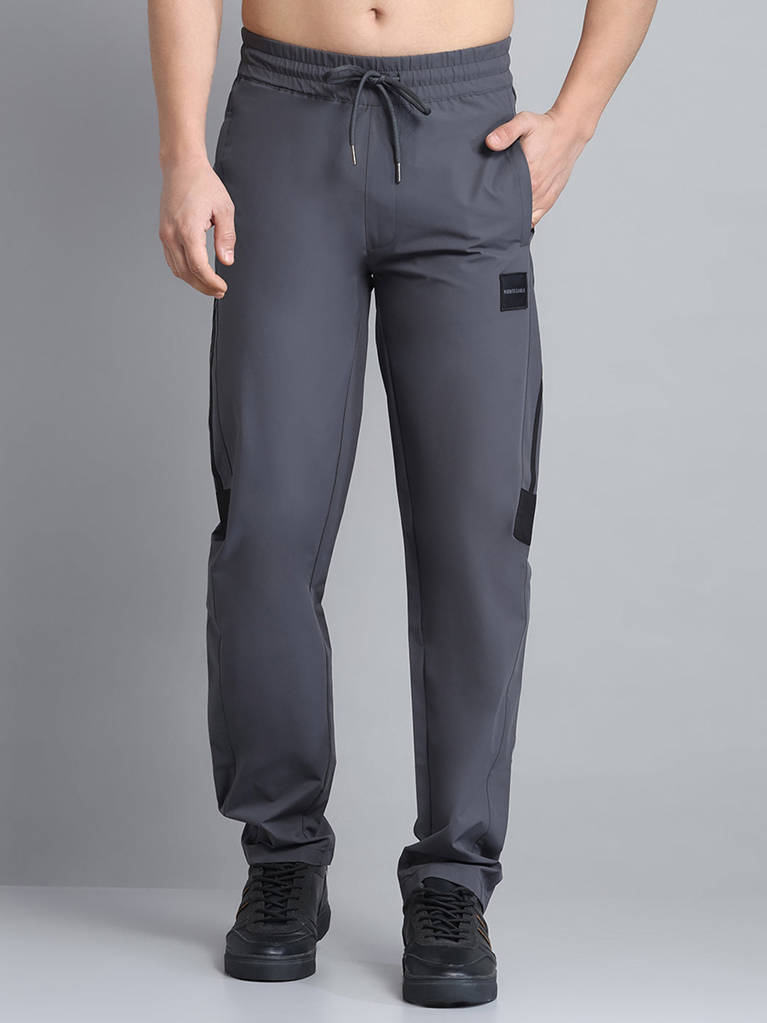 Men Grey Solid Regular Fit Lower