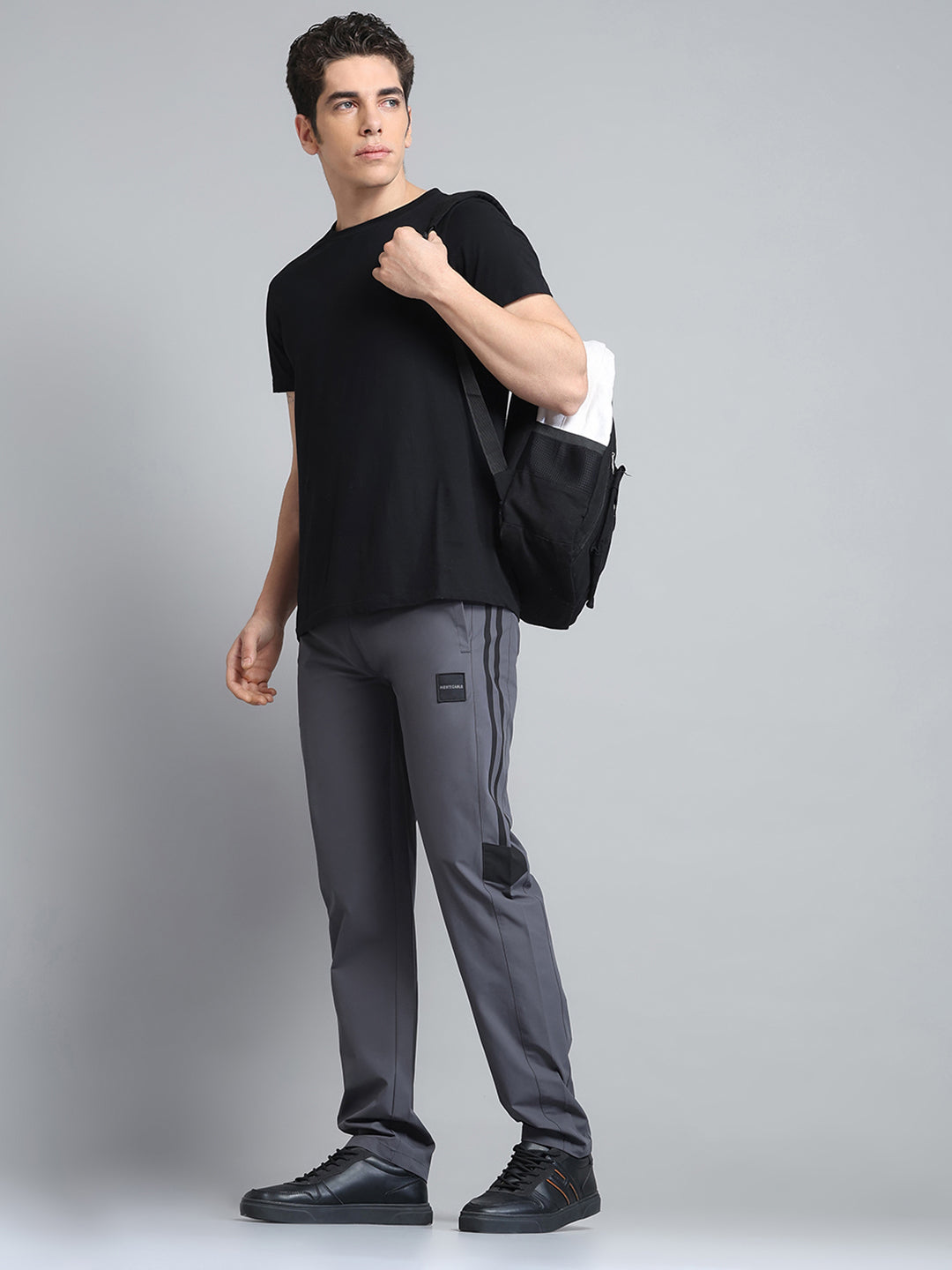 Men Grey Solid Regular Fit Lower