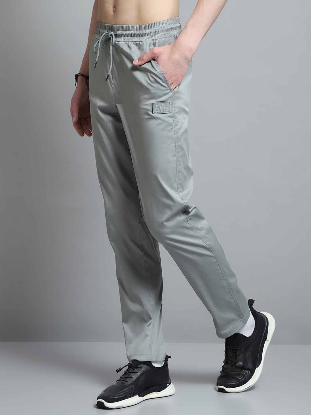Men Grey Solid Regular Fit Lower