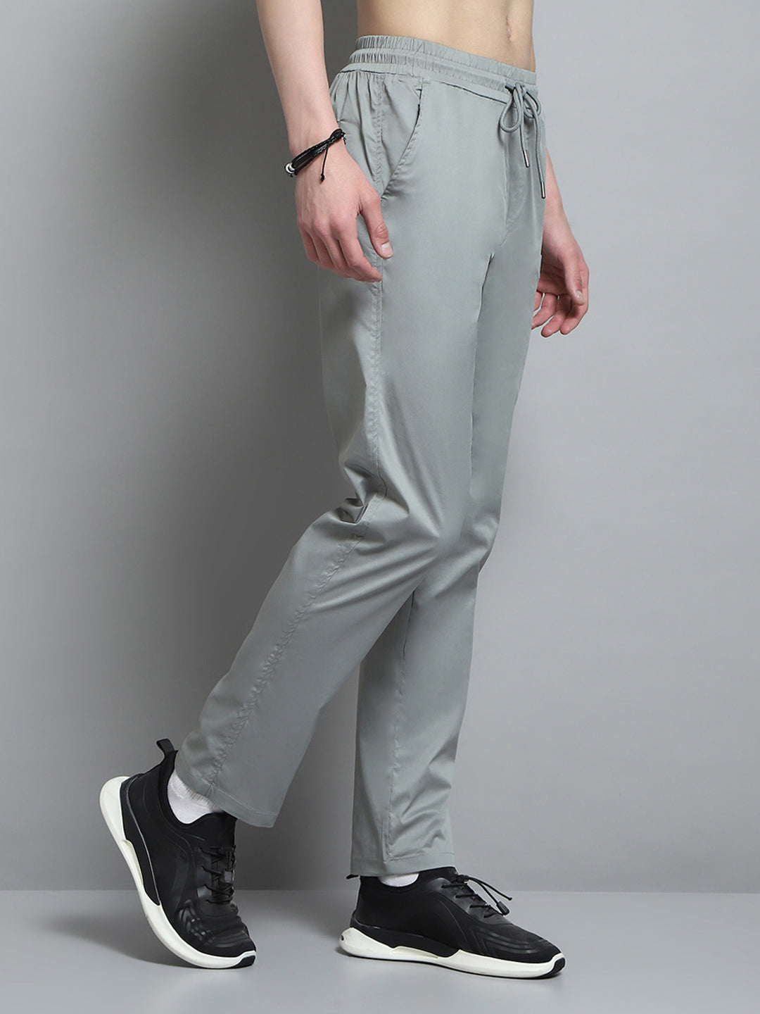 Men Grey Solid Regular Fit Lower