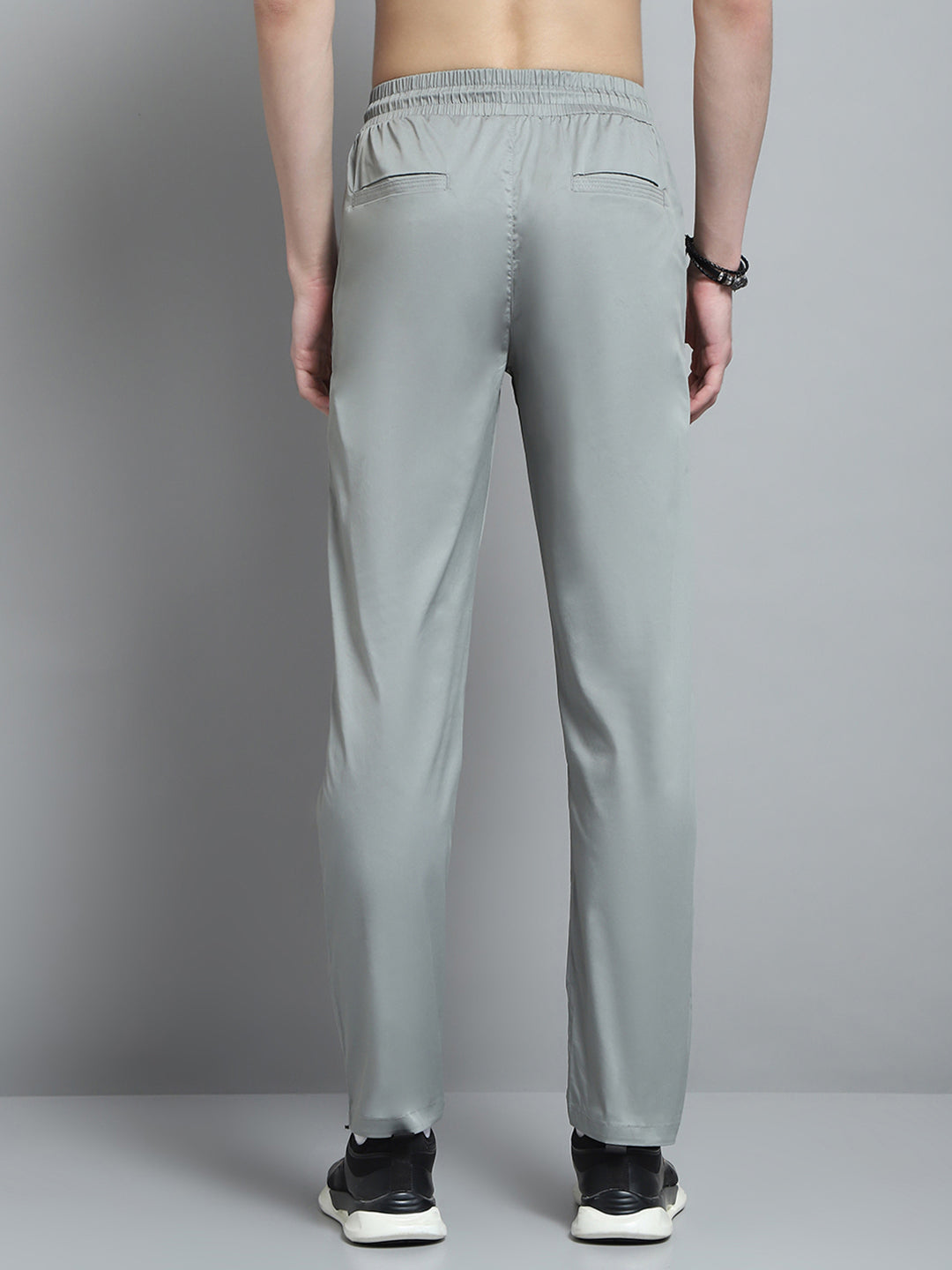 Men Grey Solid Regular Fit Lower