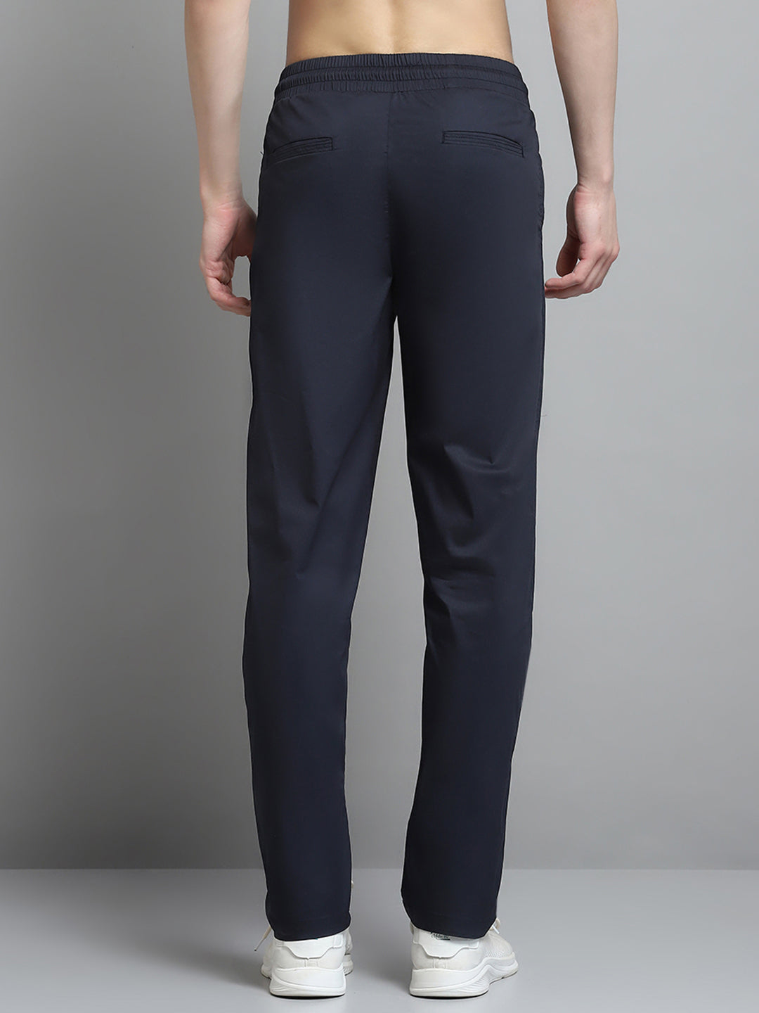 Men Navy Blue Solid Regular Fit Lower