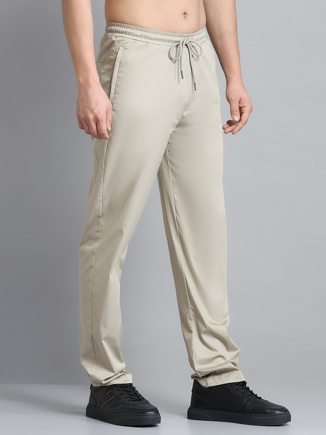 Men Beige Solid Regular Fit Lower