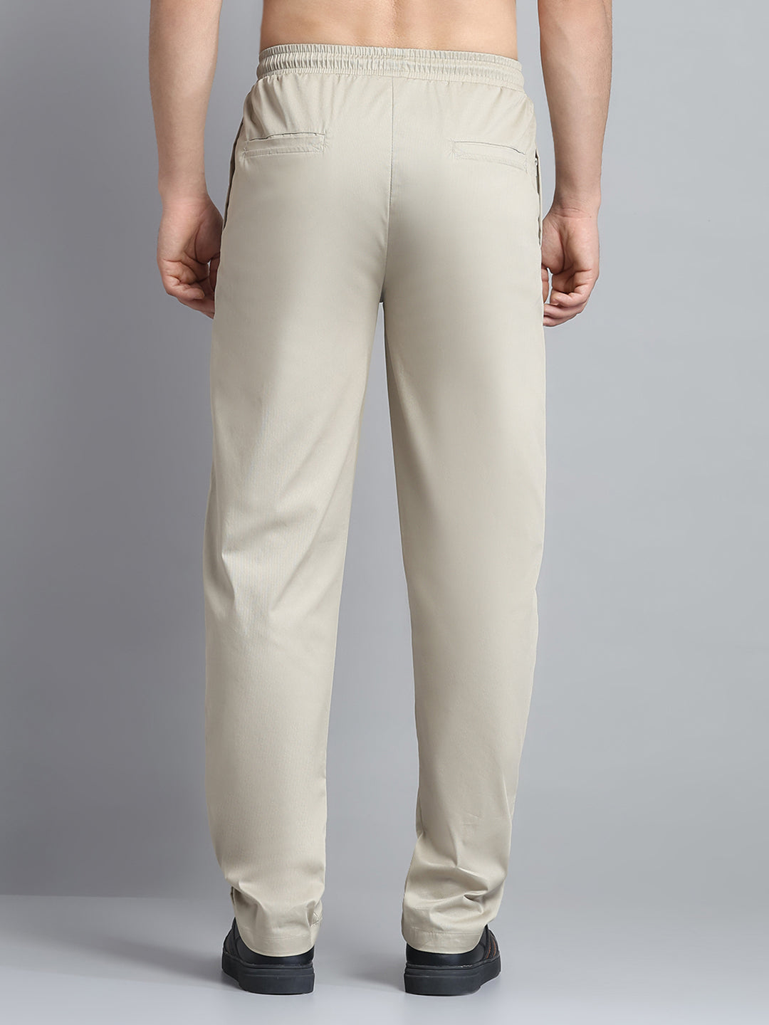 Men Beige Solid Regular Fit Lower