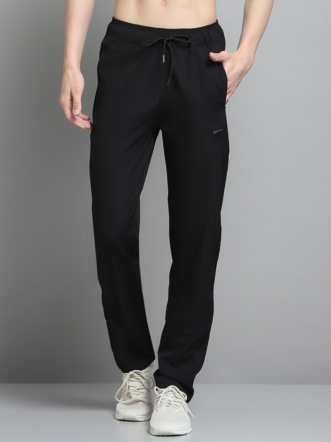 Men Black Solid Regular Fit Lower