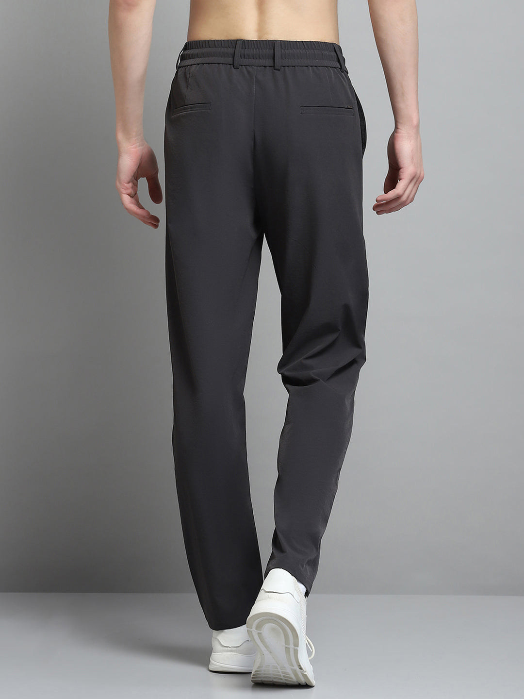Men Charcoal Solid Regular Fit Lower