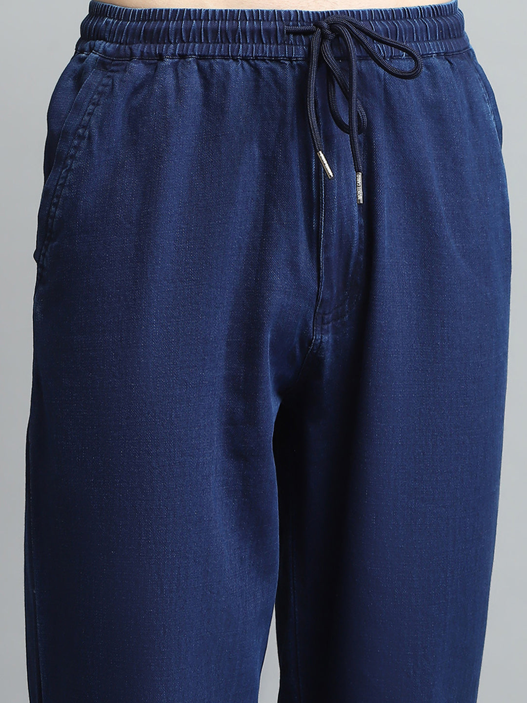 Men Blue Solid Regular Fit Lower