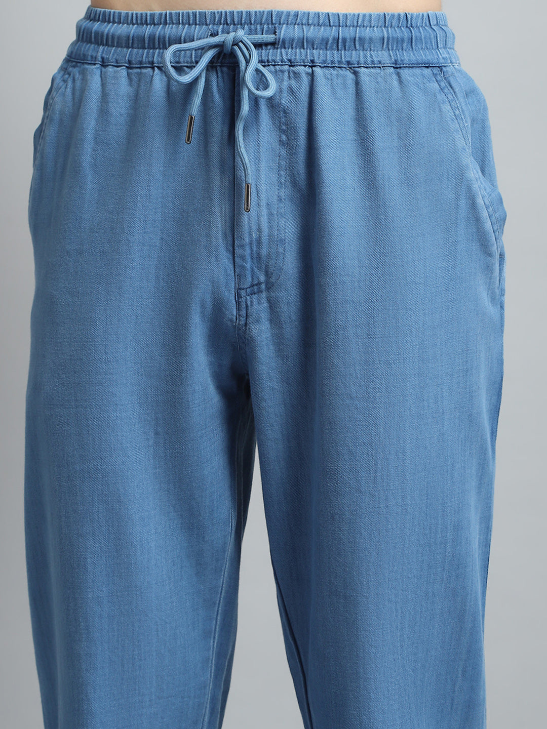 Men Blue Solid Regular Fit Lower