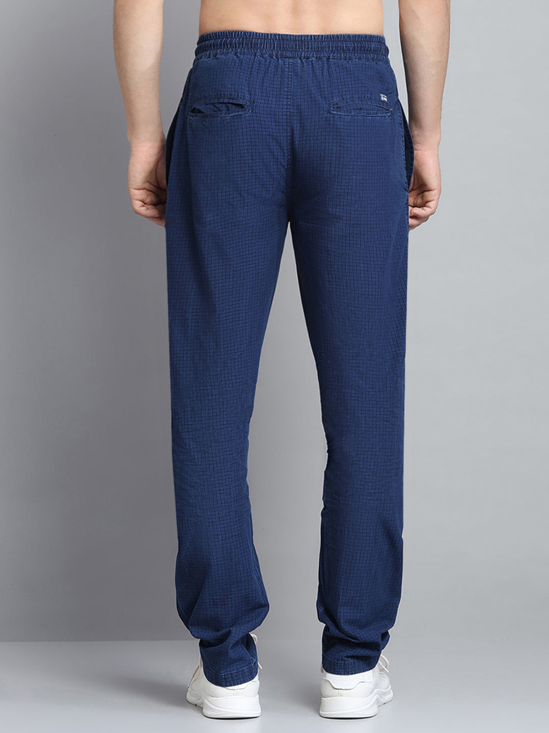 Men Blue Solid Regular Fit Lower