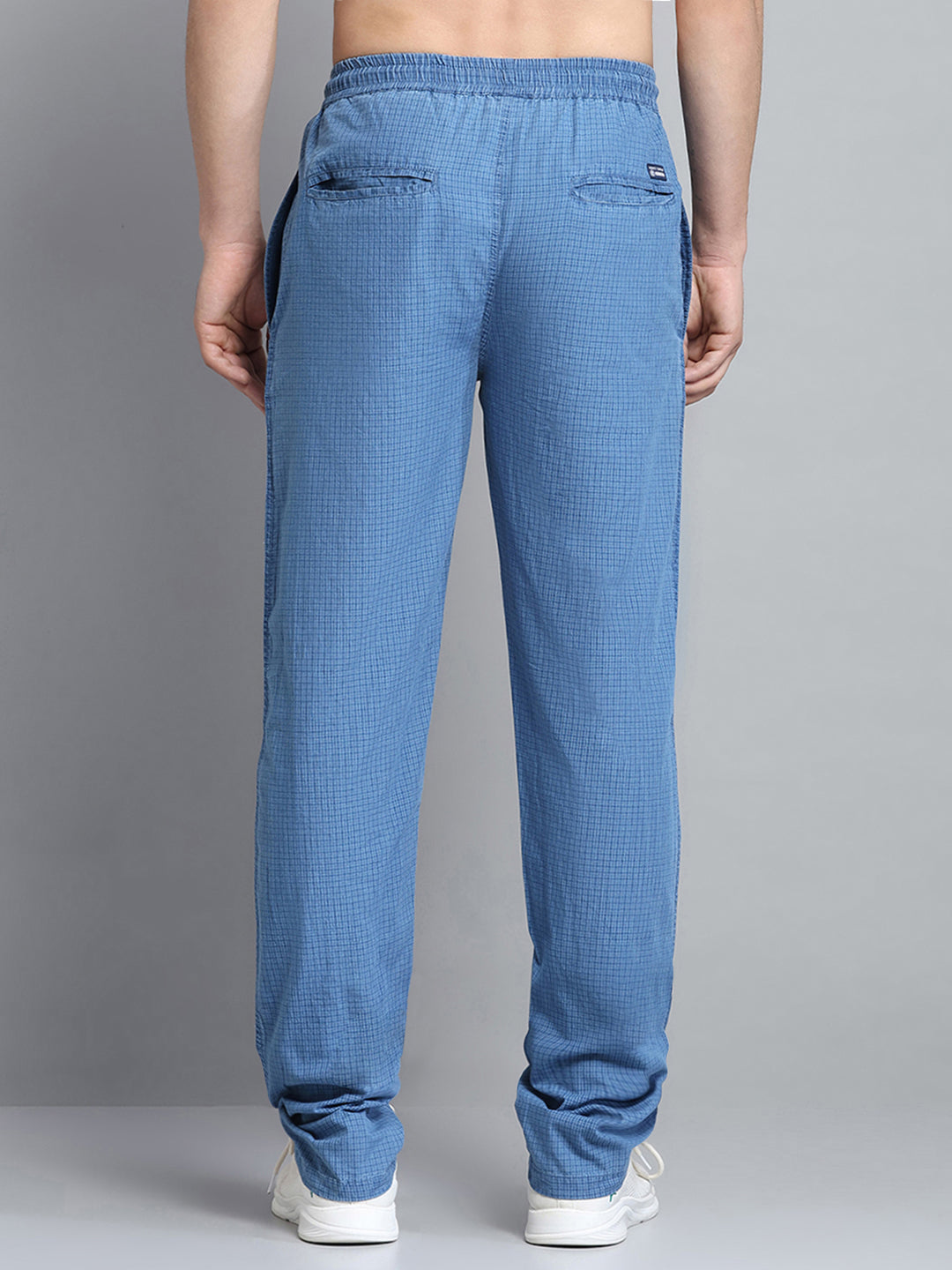 Men Blue Solid Regular Fit Lower