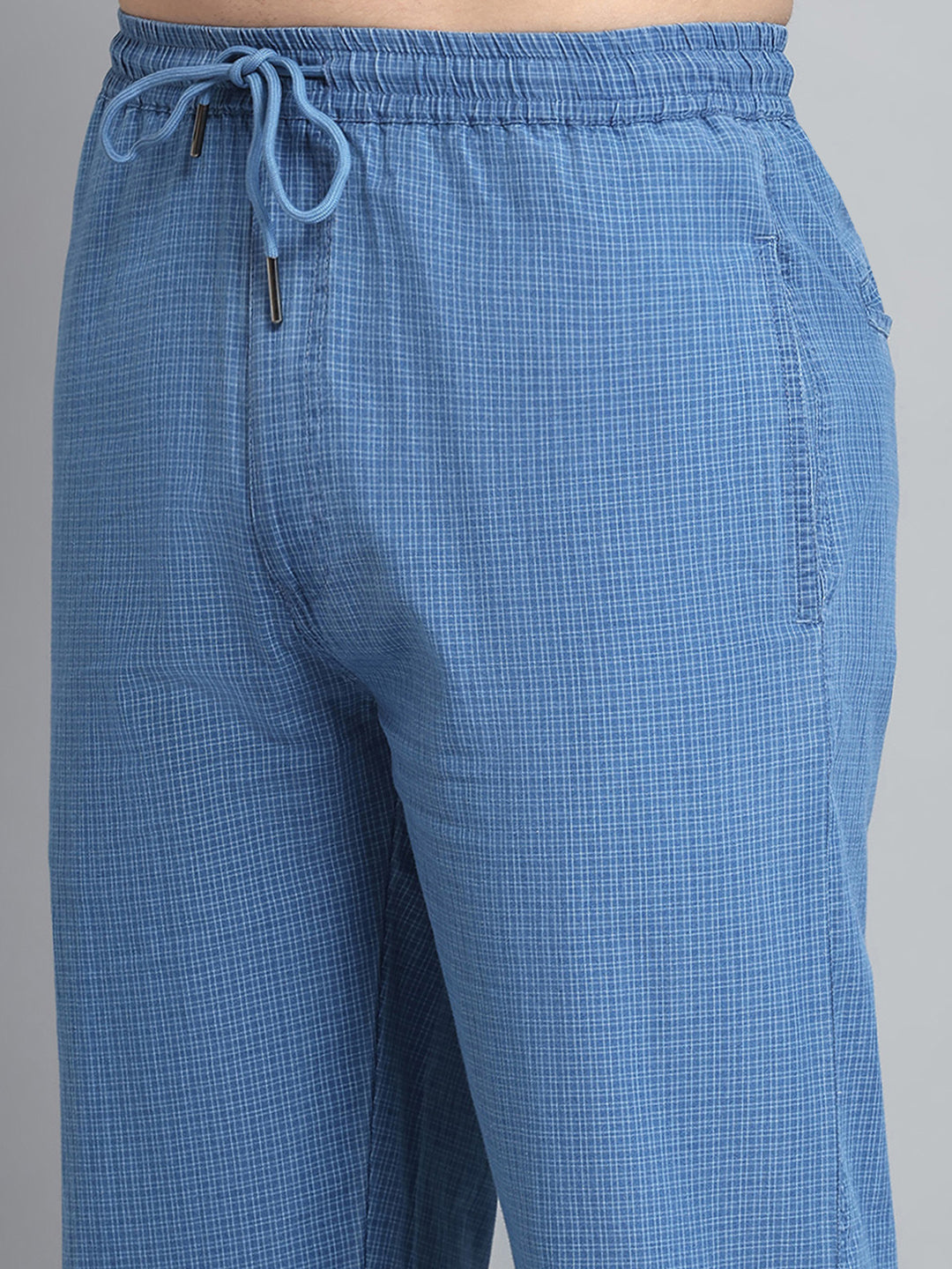 Men Blue Solid Regular Fit Lower