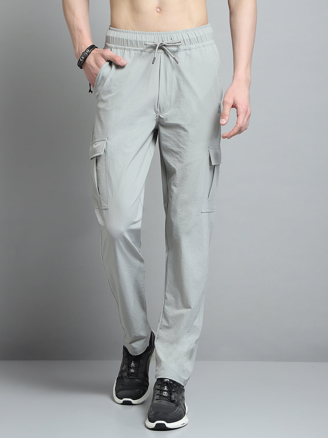 Men Grey Solid Regular Fit Lower