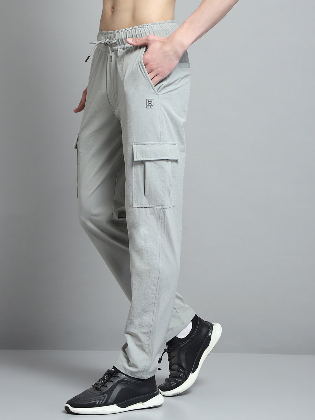 Men Grey Solid Regular Fit Lower