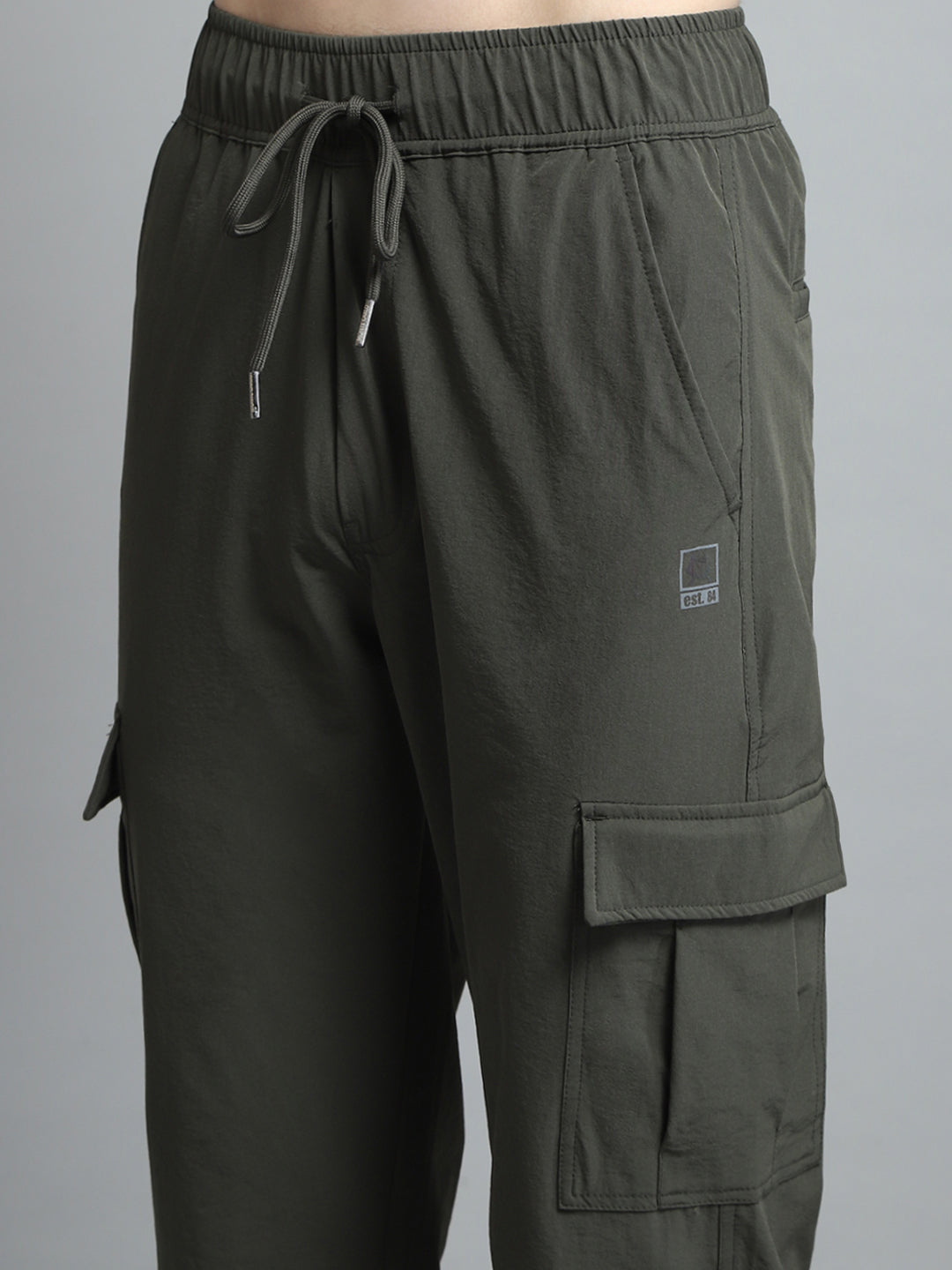 Men Olive Solid Regular Fit Lower