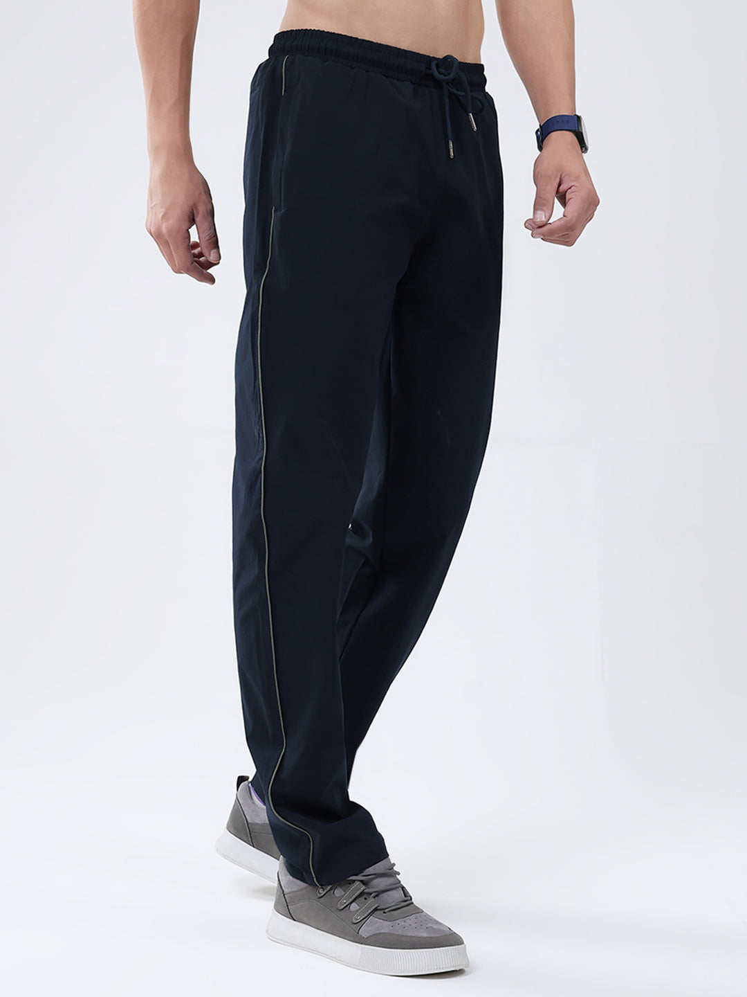 Men Blue Solid Regular Fit Winter Lower