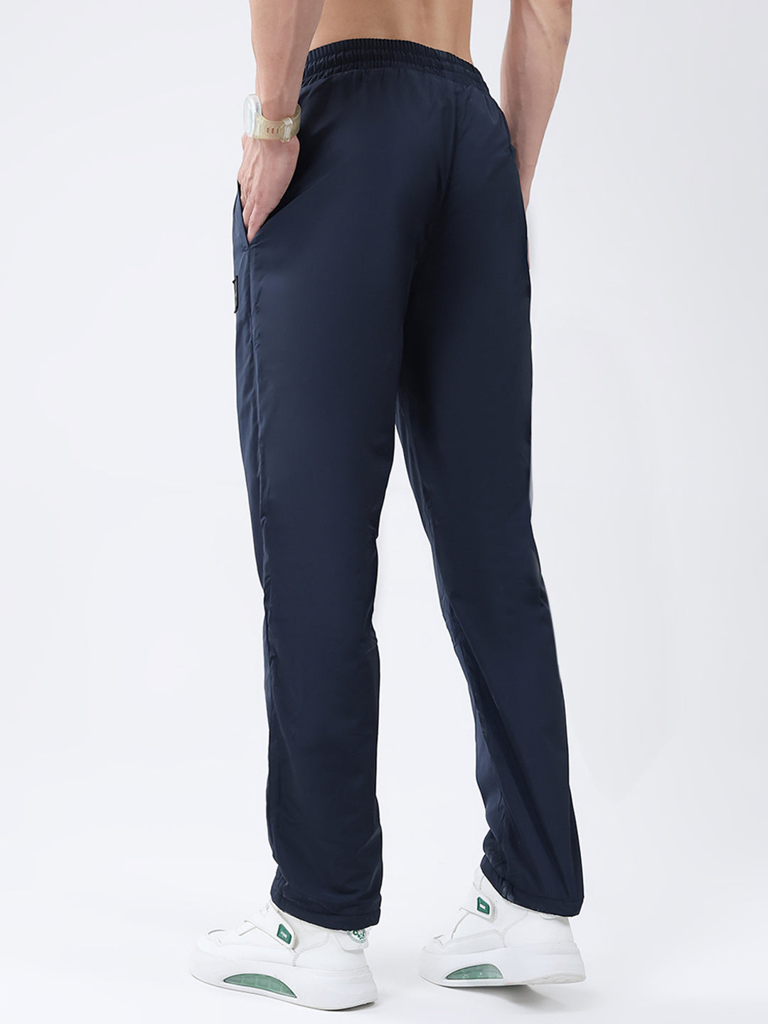 Men Navy Blue Solid Regular Fit Winter Lower