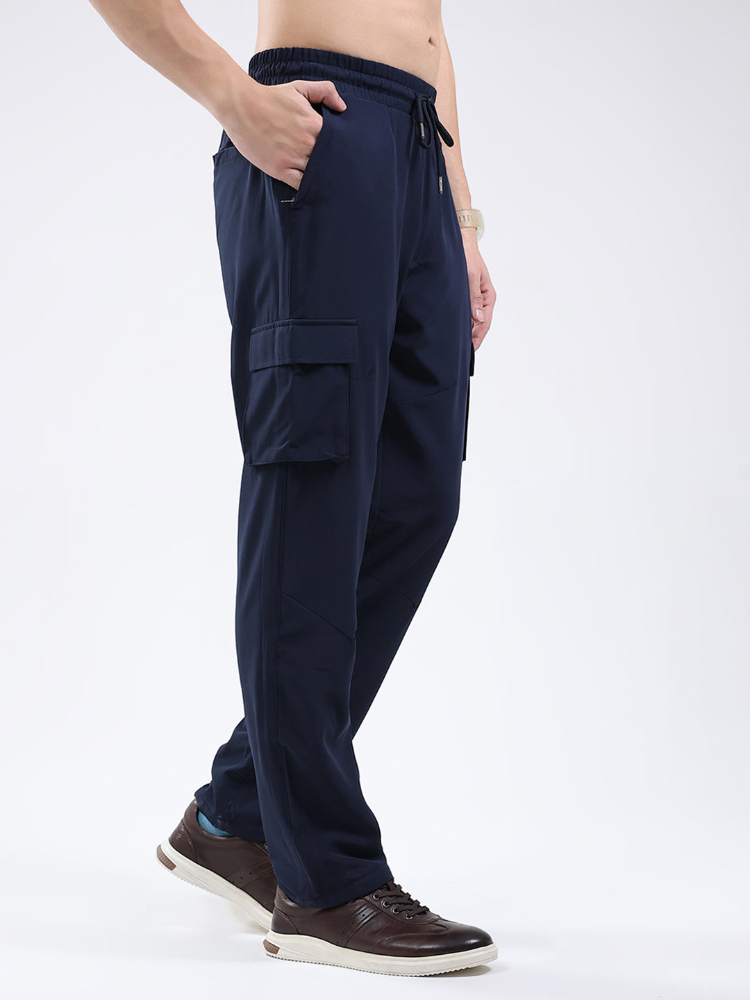 Men Blue Solid Regular Fit Winter Lower