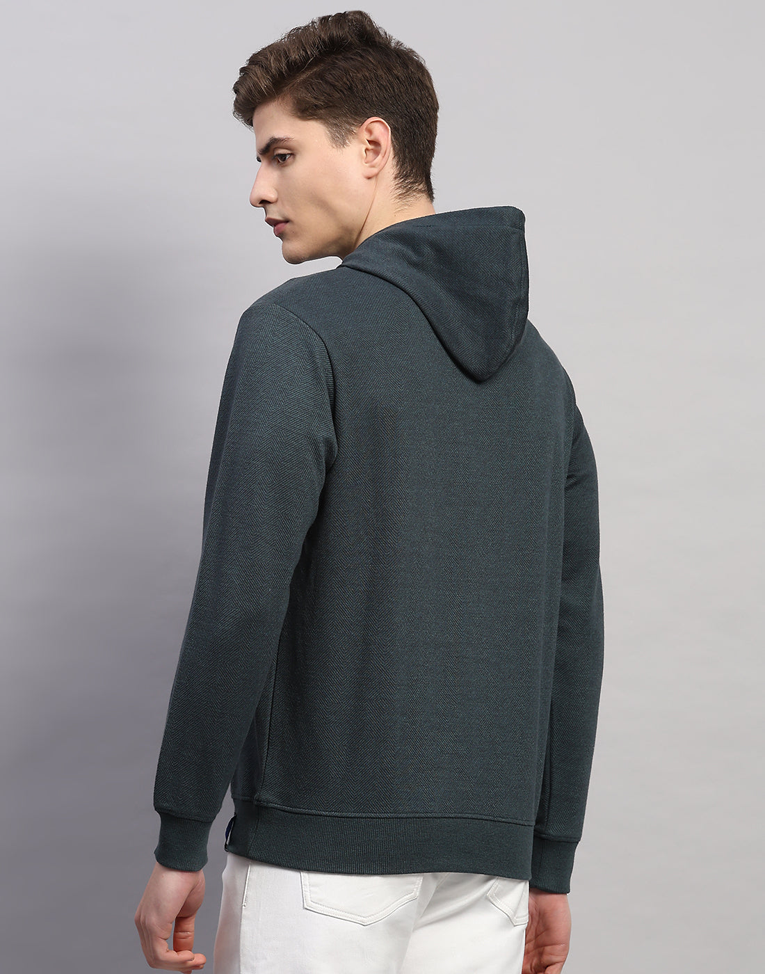 Men Green Printed Round Neck Full Sleeve Winter T-Shirt