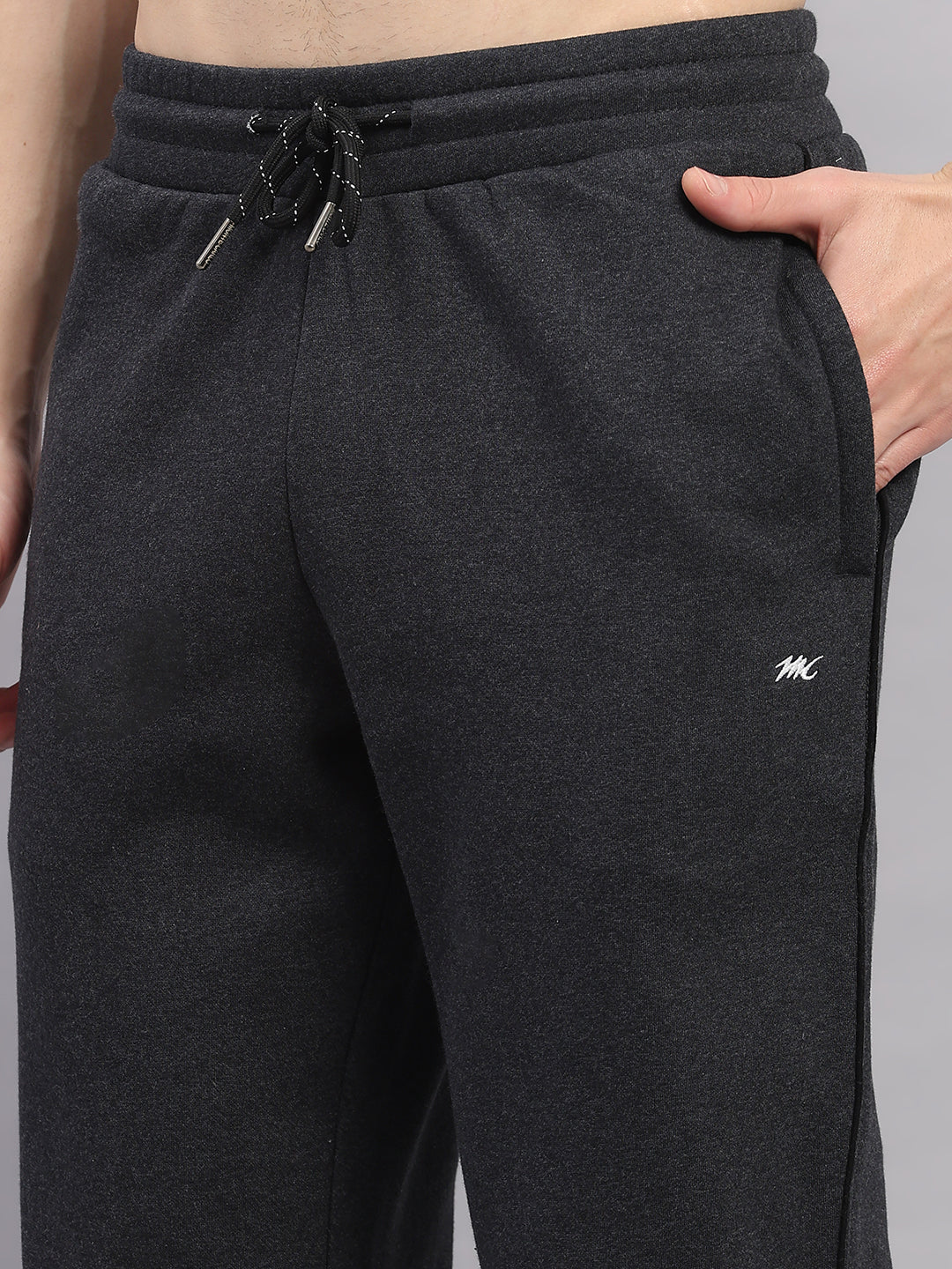 Men Grey Colourblocked Stand Collar Full Sleeve Winter Tracksuit