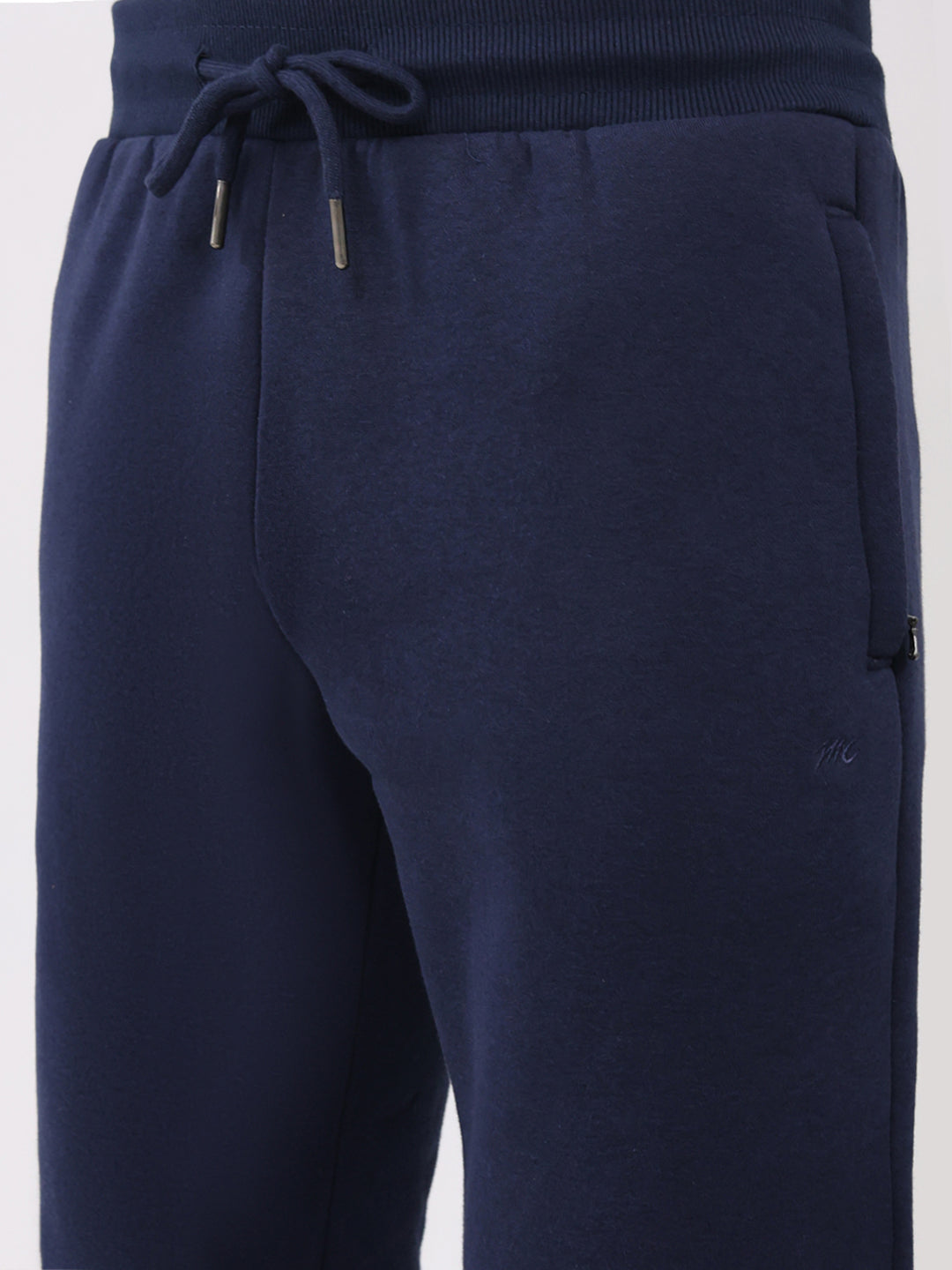 Men Blue Solid Round Neck Full Sleeve Winter Tracksuit