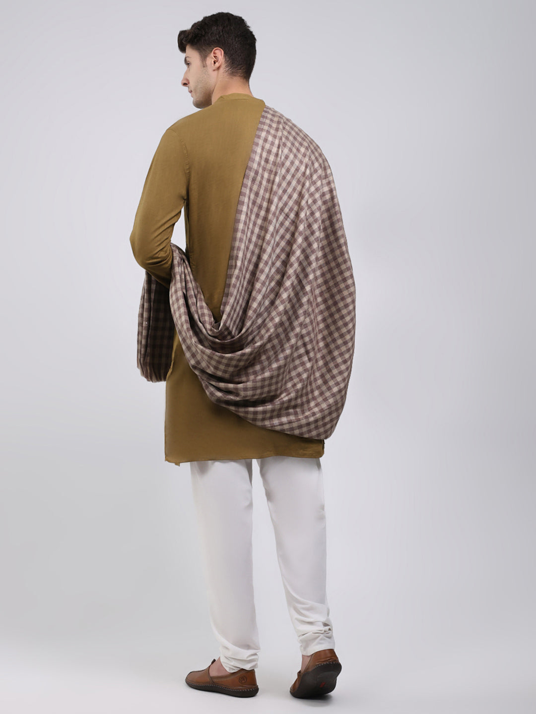 Men Brown Solid Wool Blend Lohi Shawl