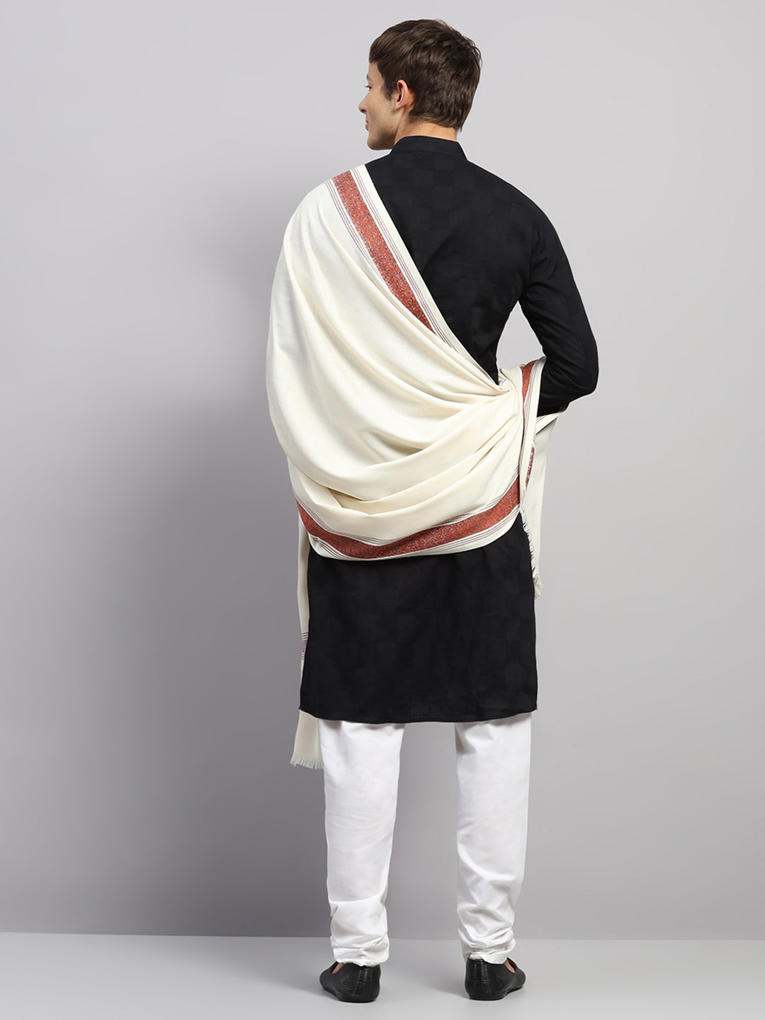 Men Multicolor Self Design Wool Lohi Shawl