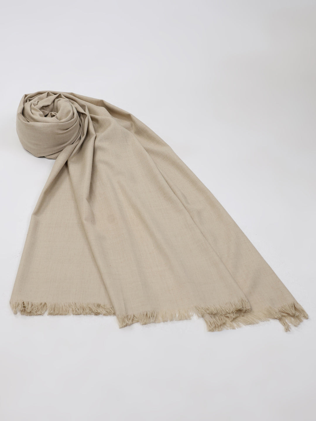 Men Beige Solid Wool Blend Lohi Shawl