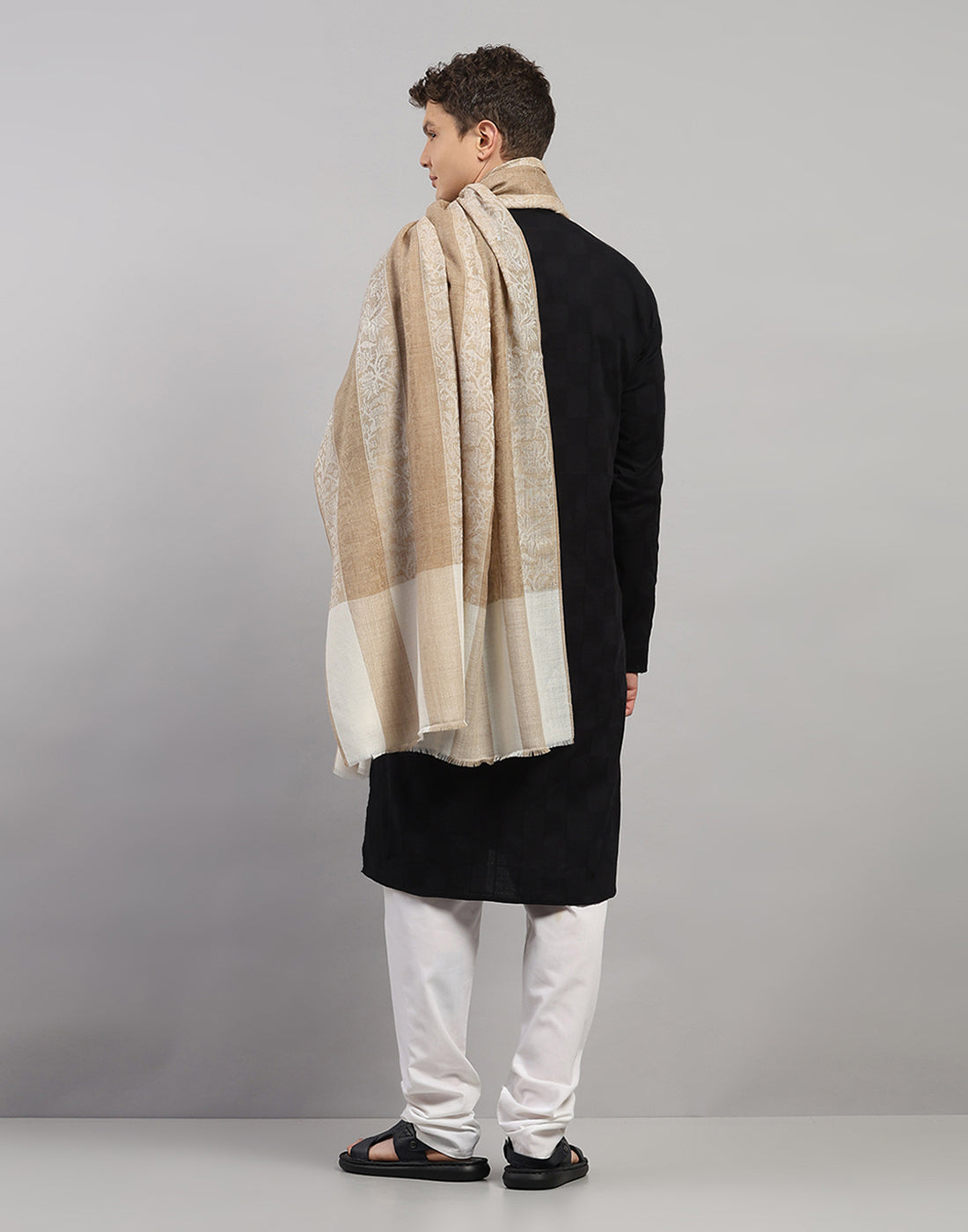 Men Multicolor Self Design Lohi Shawl